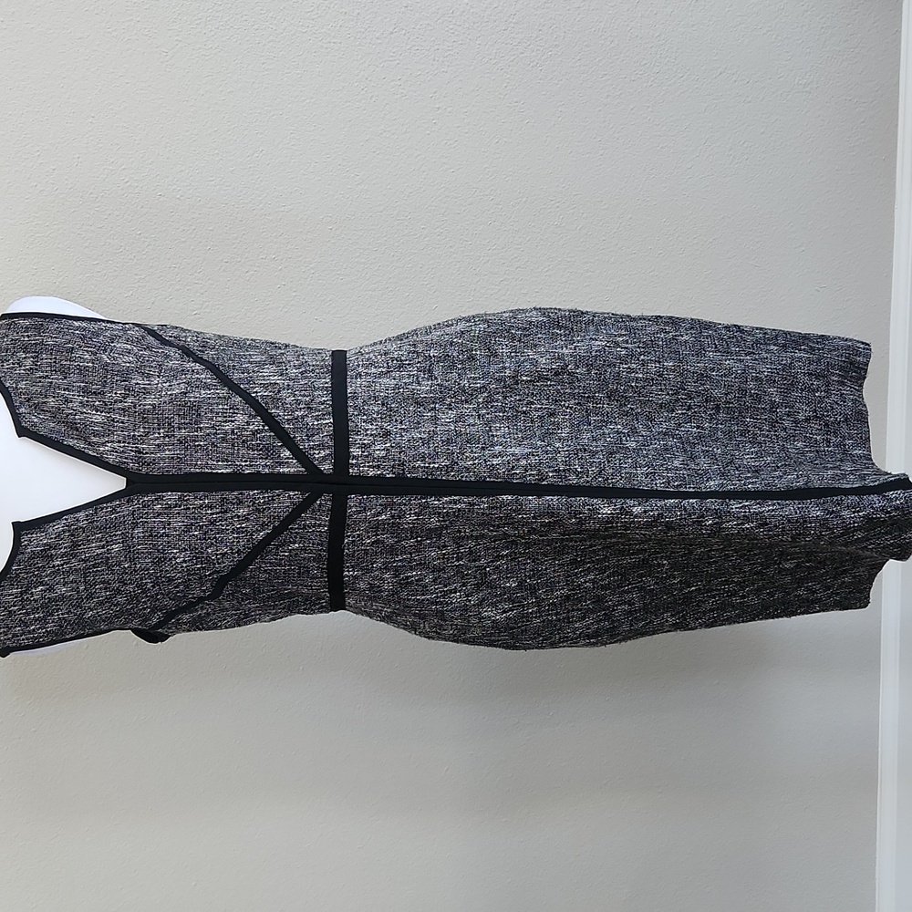 Ann Taylor Textured Midi Dress Black Gray